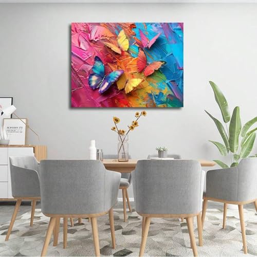 Toile d'art colorée avec papillons style fleurs sauvages - 2