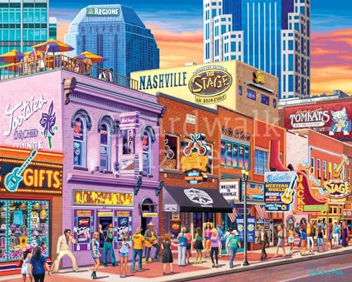 Rompecabezas Boardwalk Puzzle Company Nashville Music City, 500 piezas, arte exclusivo de James Poai, piezas encajables de precisión, para adultos miniatura 2