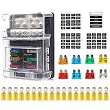 Xislet UTV ATV Fuse Block 12 Circuits with Negative Bus Fuse Box Holder Compatible with 12-24V...