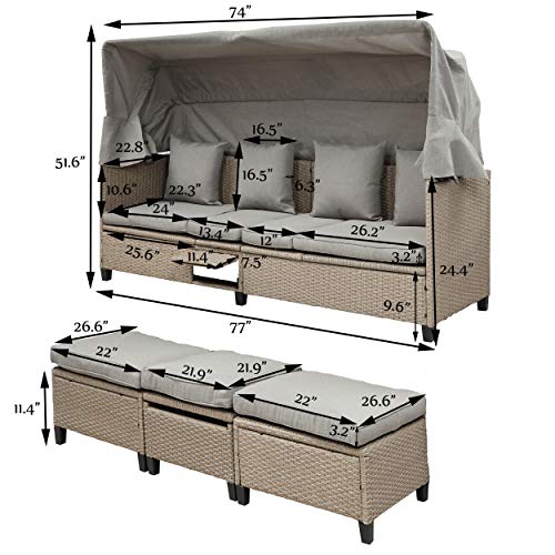Merax 4-Piece Rattan Daybed Sectional Set #TOP24