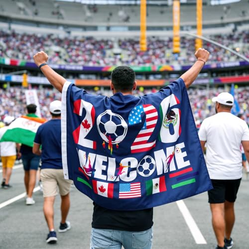 2026 World Football Flag American Canada Mexico Host Country Football Supporters Banner Soccer Merchandise Decorations Accessories Great Soccer Fans Gifts 59x35in Yard Sign Garden Outdoor Flag - Thumbnail 6
