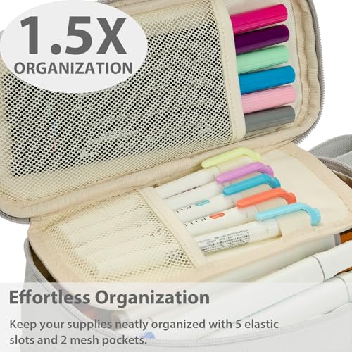 Image of SPACEMATE Pencil Case Pouch Box Bag School Supplies Girls Boys Kids, Cute Preppy Stuff Large Big Capacity Aesthetic Pen Organizer, Back to College Stationary, Light Gray, Standard Stlye, 1800ml