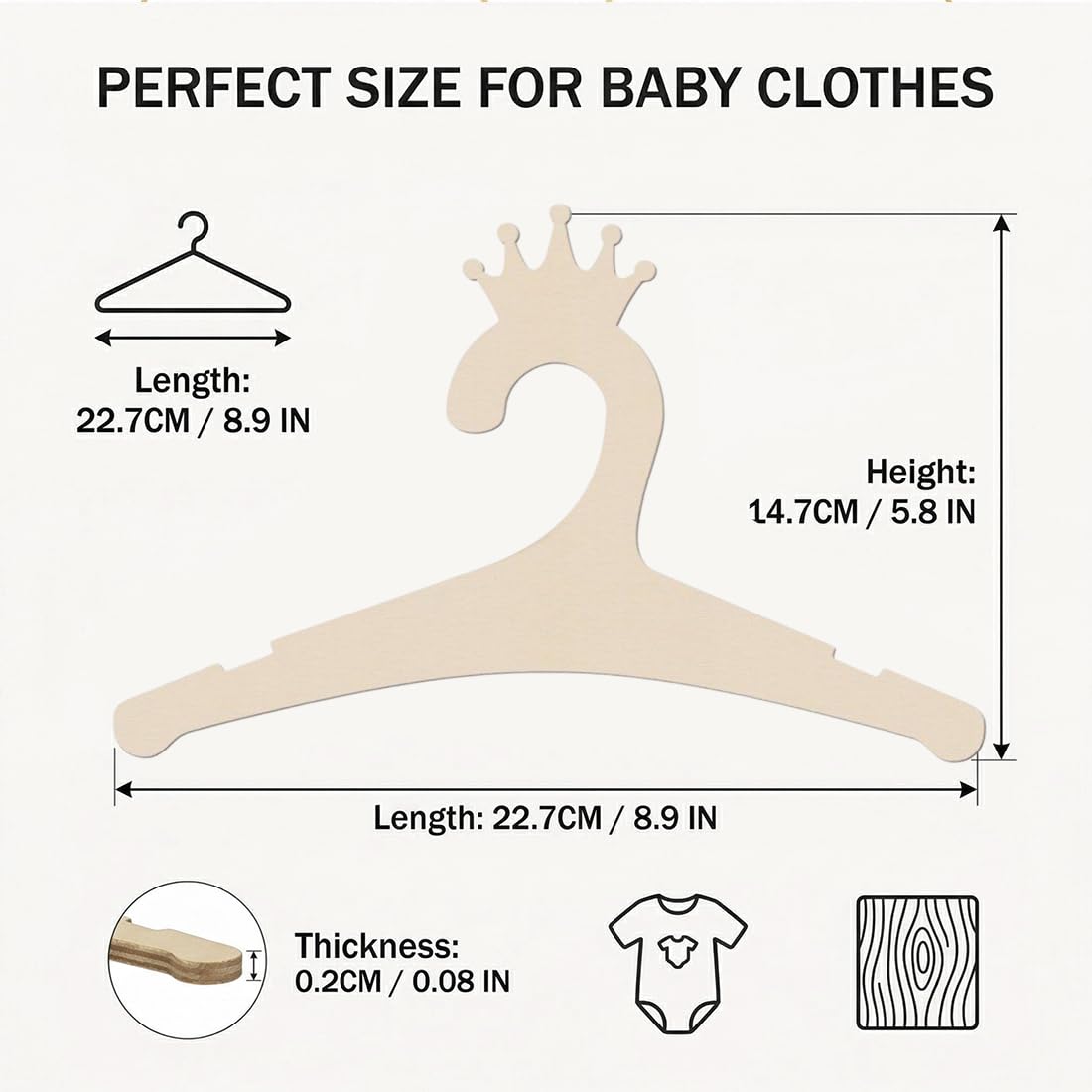 10 Pezzi Grucce Neonato Legno, Appendiabiti per Bambini con Motivi di Animali, Antiscivolo e Resistente, Salvaspazio, Ideale per Abbigliamento per Bambini, Ideale per i neonati