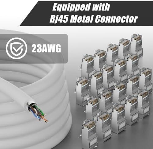 Ethernet Kablosu 100 Metre Cat 6 Yüksek Hızlı 1000Mbps 250MHz Koruması Internet Kablosu Beyaz FTP 23AWG RJ45 Lan Kablosu Uzun 300ft Network Kablosu 100M Kurulum Ethernet Kabloları - Görsel 3