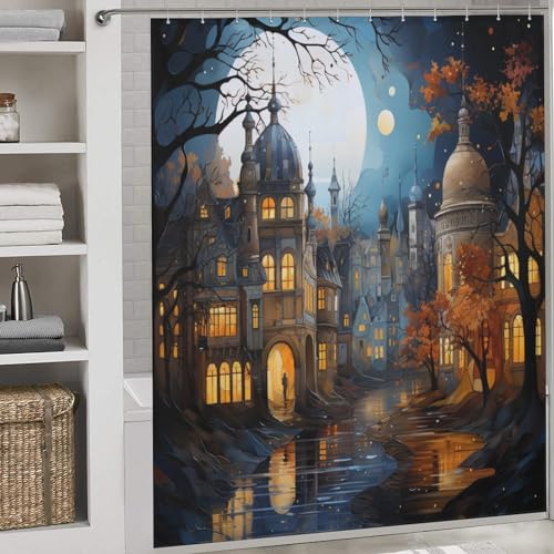 Rideau de douche architecture paysage urbain en tissu polyester de qualité supérieure 183cm