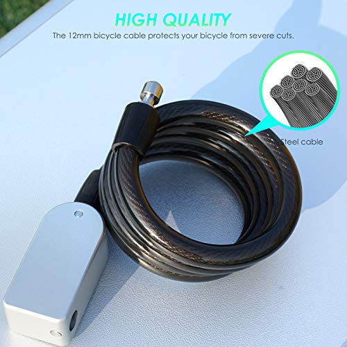 Boread Bike Lock,Cable Combination Lock, Bluetooth Connection Waterproof, Anti-Theft Keyless Bicycle Lock With Usb Charge 39.4 Inch Bicycle Cable Locks For Bike, Motorcycle, Door, Fence #TOP4