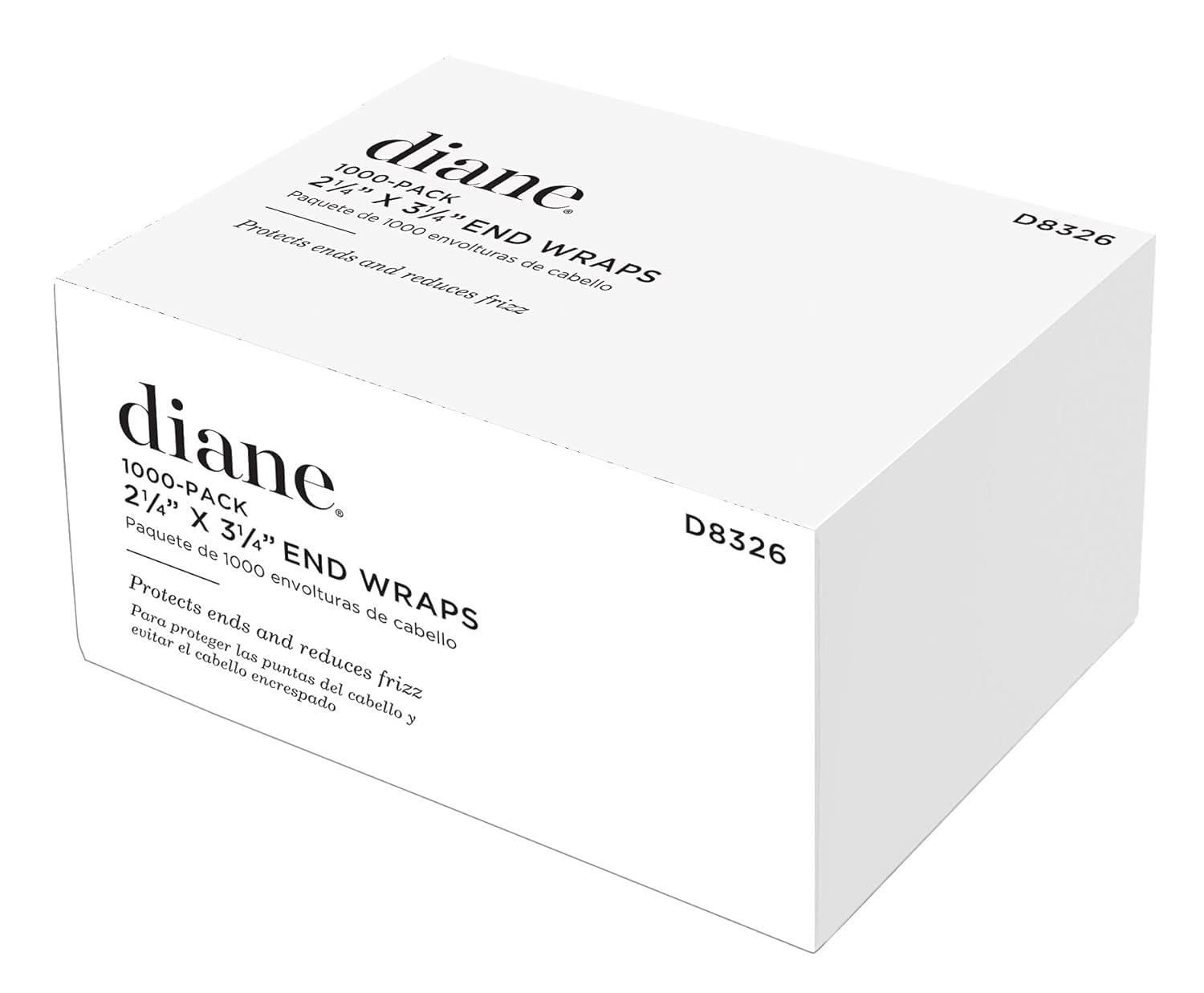 Diane End Wraps for Styling Hair in Salon or at Home 2.25 inch x 3.25 inch, White, Pack of 4, 4000 total wraps