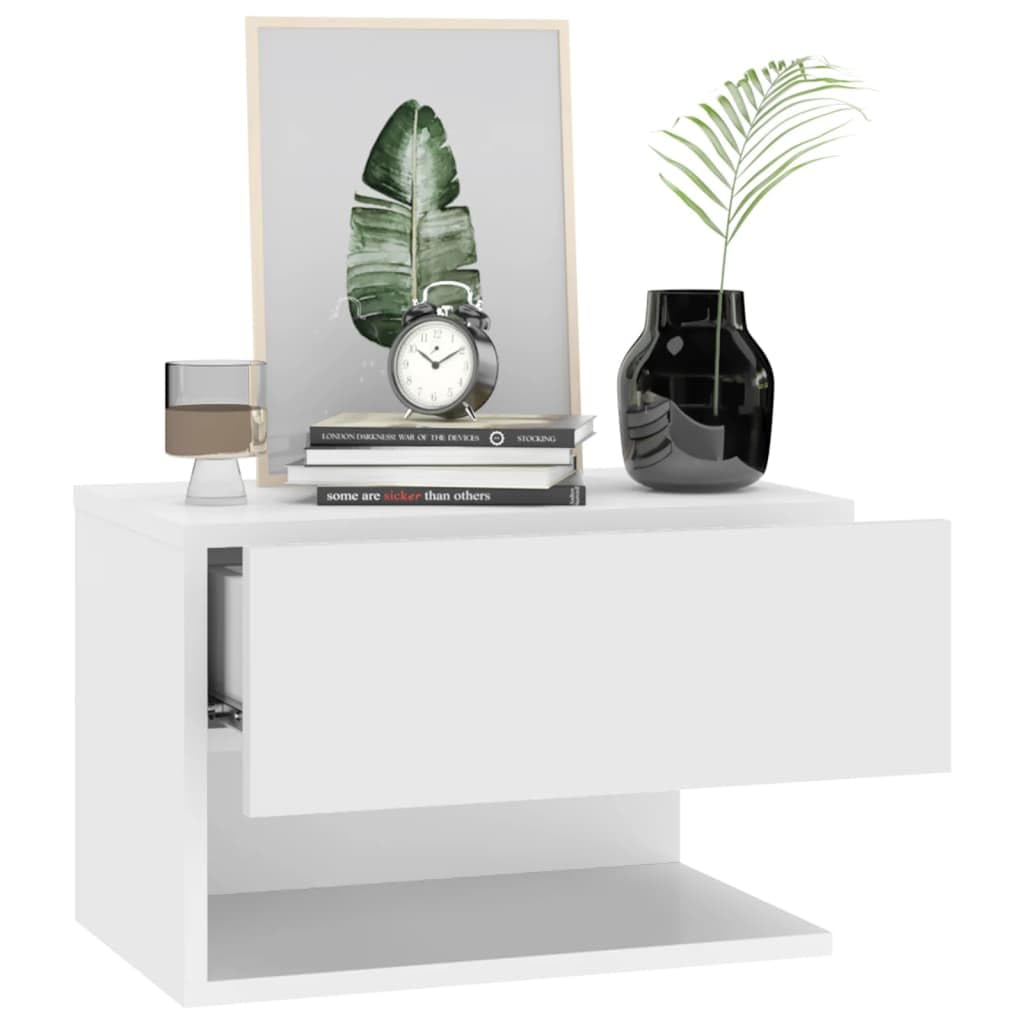 Mesita de Noche de Pared Blanca Mesita de Noche Flotante de Pared, Mueble de Almacenamiento Multiusos para Hogar