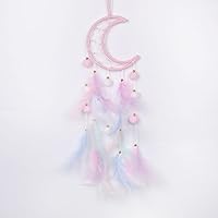 Vista 11 de Pretty Jolly - Atrapasueños azul de gato para niños, decoración de pared con pompones y plumas, atrapasueños hecho a mano para niños, decoración