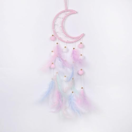 Miniatura 11 de Pretty Jolly - Atrapasueños azul de gato para niños, decoración de pared con pompones y plumas, atrapasueños hecho a mano para niños, decoración
