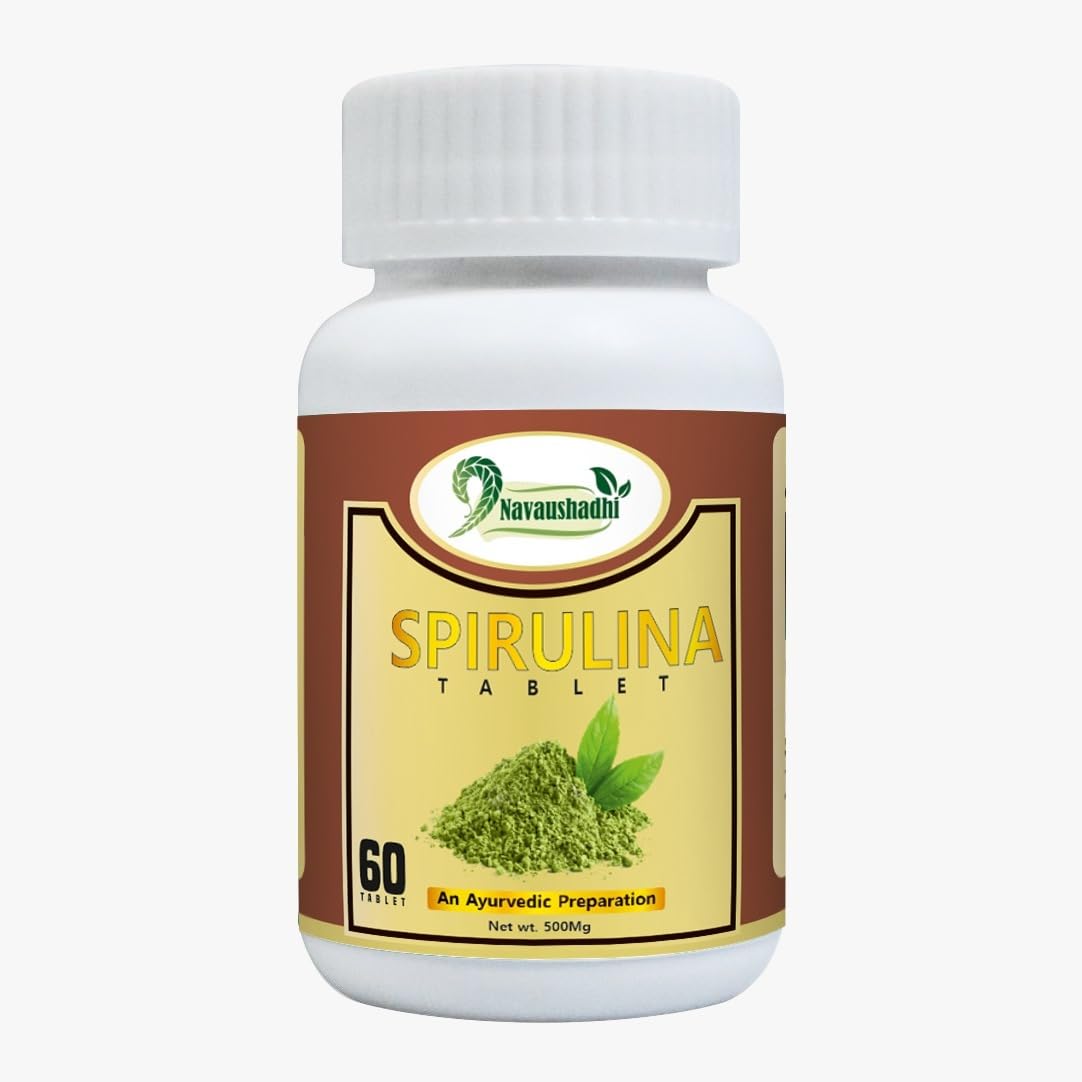 Navaushadhi Spirulina Natural Green Superfood Supplement for Overall Body Support And Energy (60