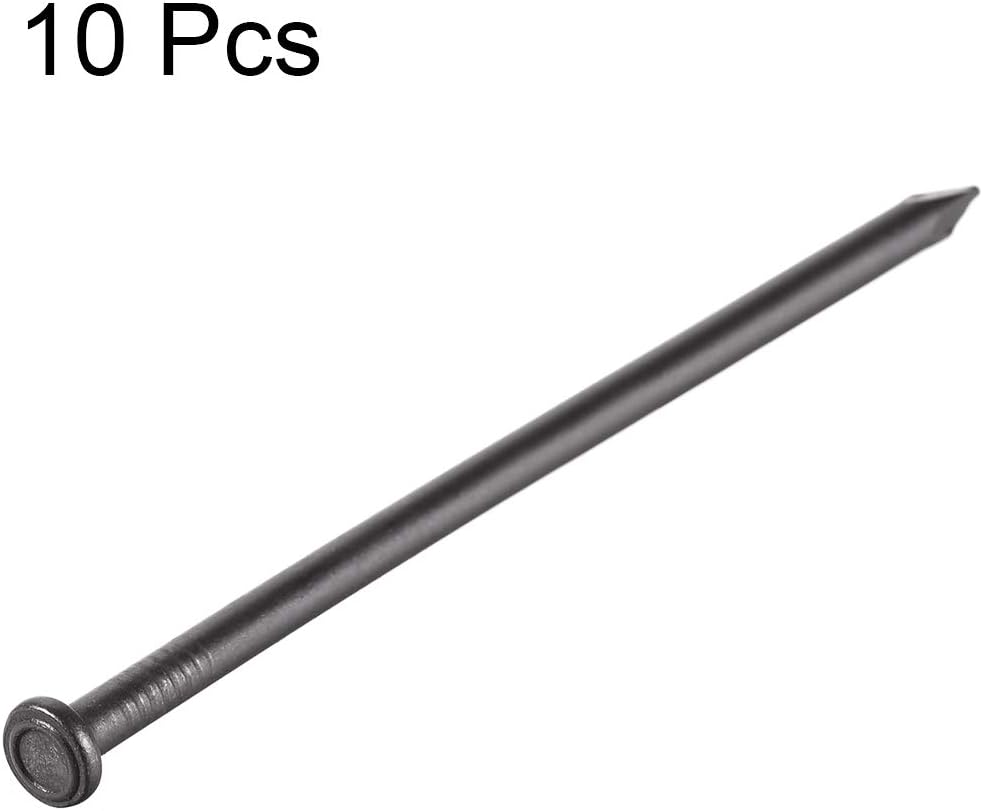 sourcing map Hardware Nails Carbon Steel Point Tip Wall Cement Nail 100mm(3.9") 5mm Rod Dia Black 10pcs - Image 3