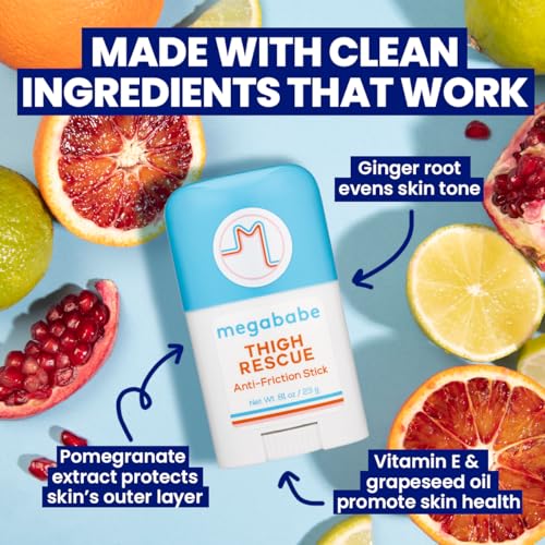 megababe thigh rescue anti-chafe stick mini  travel size great for on-the-go  prevents skin chafe amp irritation  thighs arms bra-lines amp more