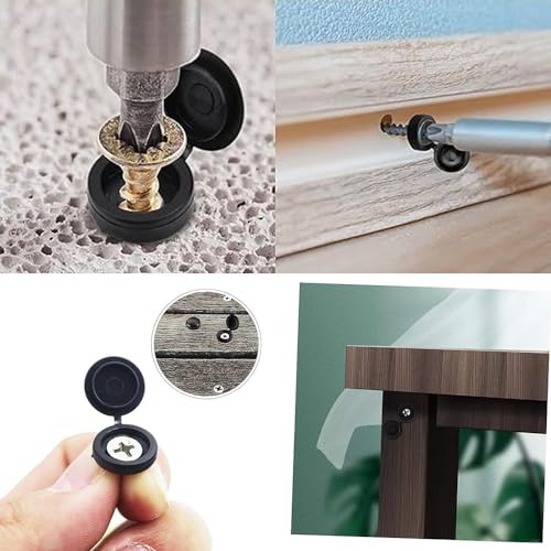 RXKFIGX 200 PCS Black Plastic Screw Cap Screw Covers Folding Screw Cover Plastic Screw Caps Snap Caps Washer Covers Flip Tops for Covering Screw Protection Cabinets Furniture Shelf - Image 3