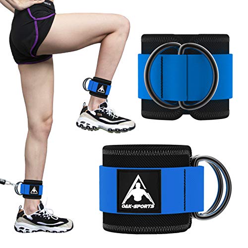Oak-Sports Ankle Strap for Cable Machine(Set of 2),Adjustable Ankle Cuffs to Enhance Legs, Abs and Glutes for Men & Women (Blue)