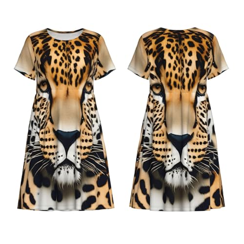 Robe d'été à manches courtes imprimé léopard sauvage et coupe fluide casual - 6
