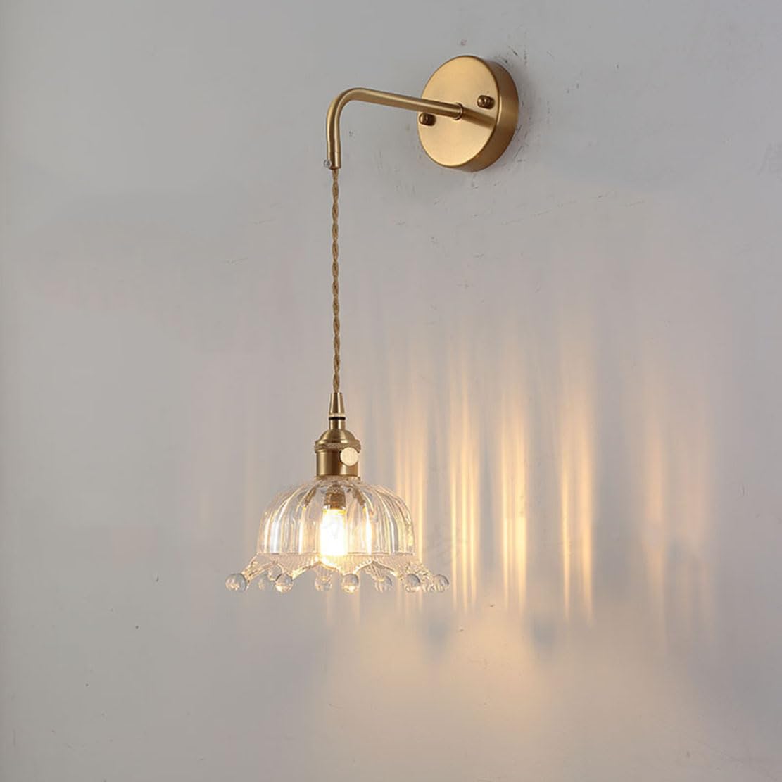 Huayusedf M Retro Wall Sconce With Glass Lampshade Living Roo Brass Lights Bedroo Nordic Lamp Lighting Fixtures (O)(M)