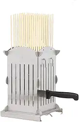 Caixa para fazer kebab de 49 furos com facas, máquina de espeto de carne de aço inoxidável, ferramenta de churrasco rápida para fazer espetos, fácil de desmontar, durável e lavável na lava-louças para