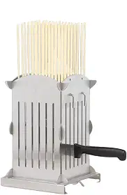 Caixa para fazer kebab de 49 furos com facas, máquina de espeto de carne de aço inoxidável, ferramenta de churrasco rápida para fazer espetos, fácil de desmontar, durável e lavável na lava-louças para