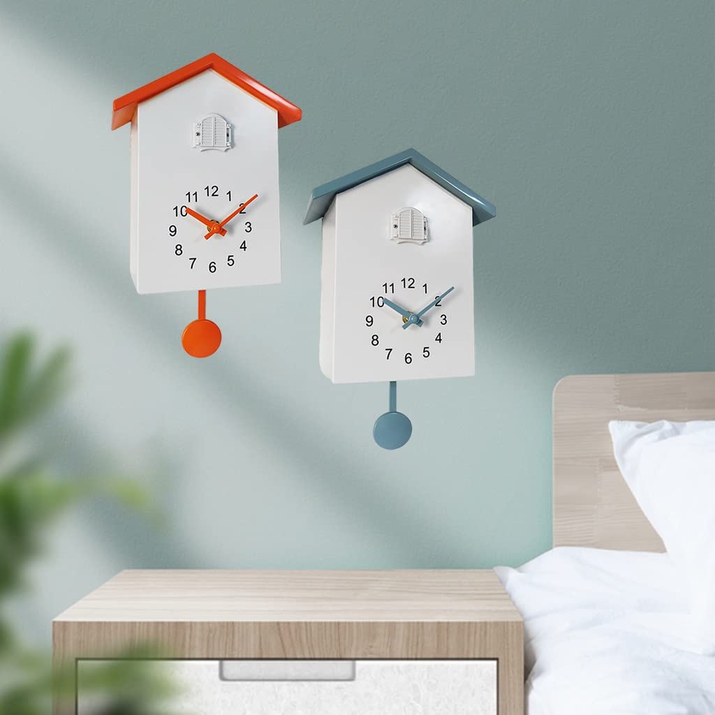 Reloj de pared de cuco con sonidos de pájaros, reloj de péndulo, reloj de escritorio, reloj de pared de estilo nórdico (color: naranja, tamaño: 20 x 9 x 25 cm) (gris 20 x 9 x 25 cm)