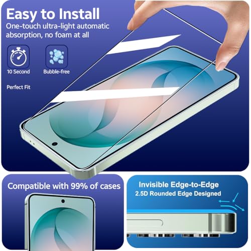 Image of Czartech Tempered Glass for Samsung Galaxy S26 | Edge to Edge Full Coverage Screen Protector | HD Clear Display | Smooth Touch Response | 9H Scratch Resistant Protective Glass