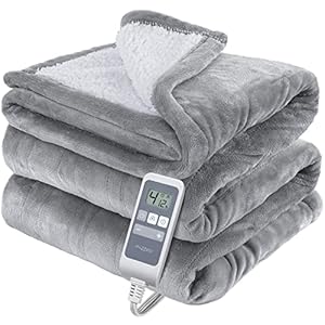 MIZZEO Heated Blanket Electric Blanket-Fast Heating Blanket with 4 Heating Levels & 1-12 Hours Auto-Off Time Settings…