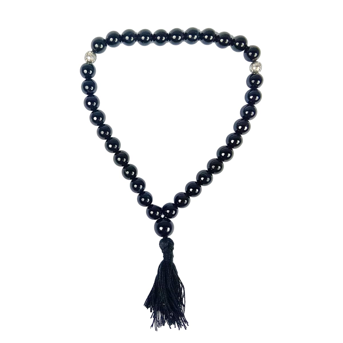 Glossy - 8 MM Black Crystal Stone Beads Tasbih Islamic Salah for Prayer 33 Beads Tasbeeh Salat Prayer for Muslims for Daily Prayer, Ramadan Eid Gift, Muslim jap mala Meditation Misbaha (Black)-image-11