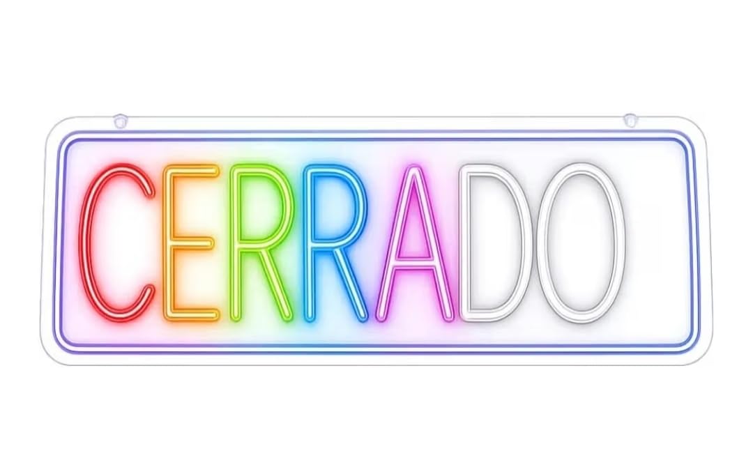 Letrero led neón flex Cerrado cartel metacrilato transparente medidas 35cm aproximadamente alimentacion 12 v