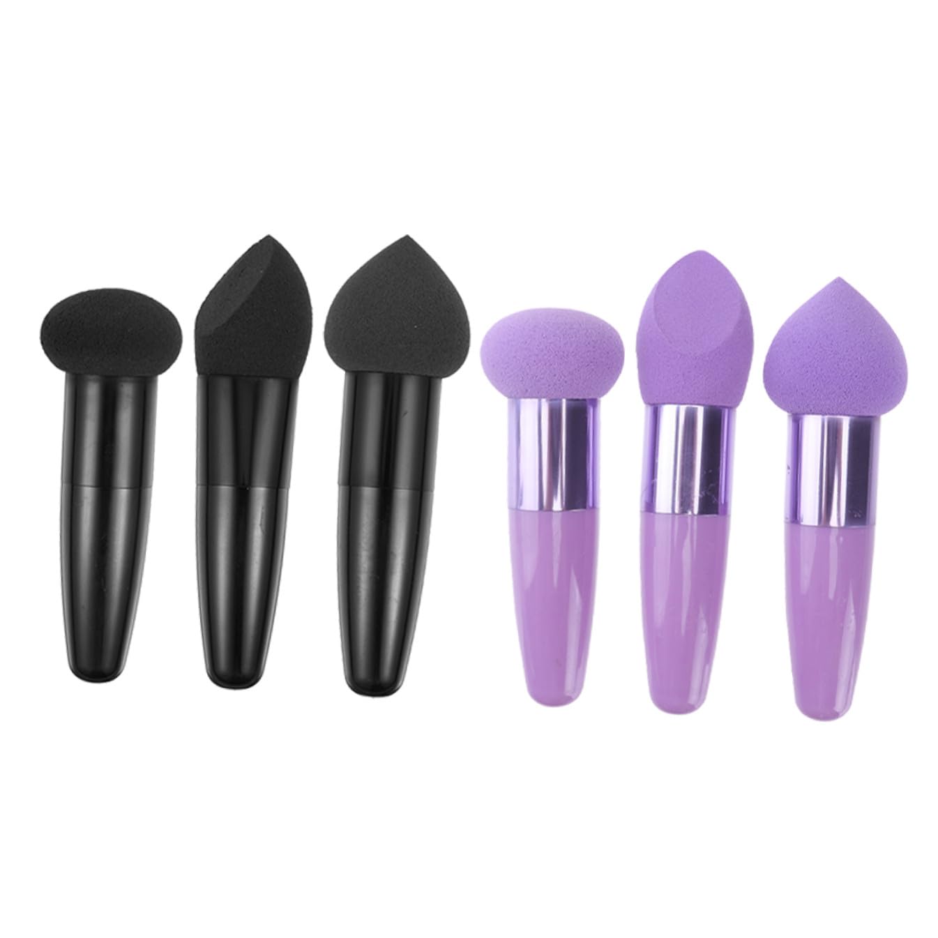 6 Stück Make Up Schwämme mit Griff, Latex, Stiftform, Schwarz Violett | Schminkschwämme mit Griff, Tragbar für Unterwegs, Einfach und Praktisch für Tägliche Auftragen