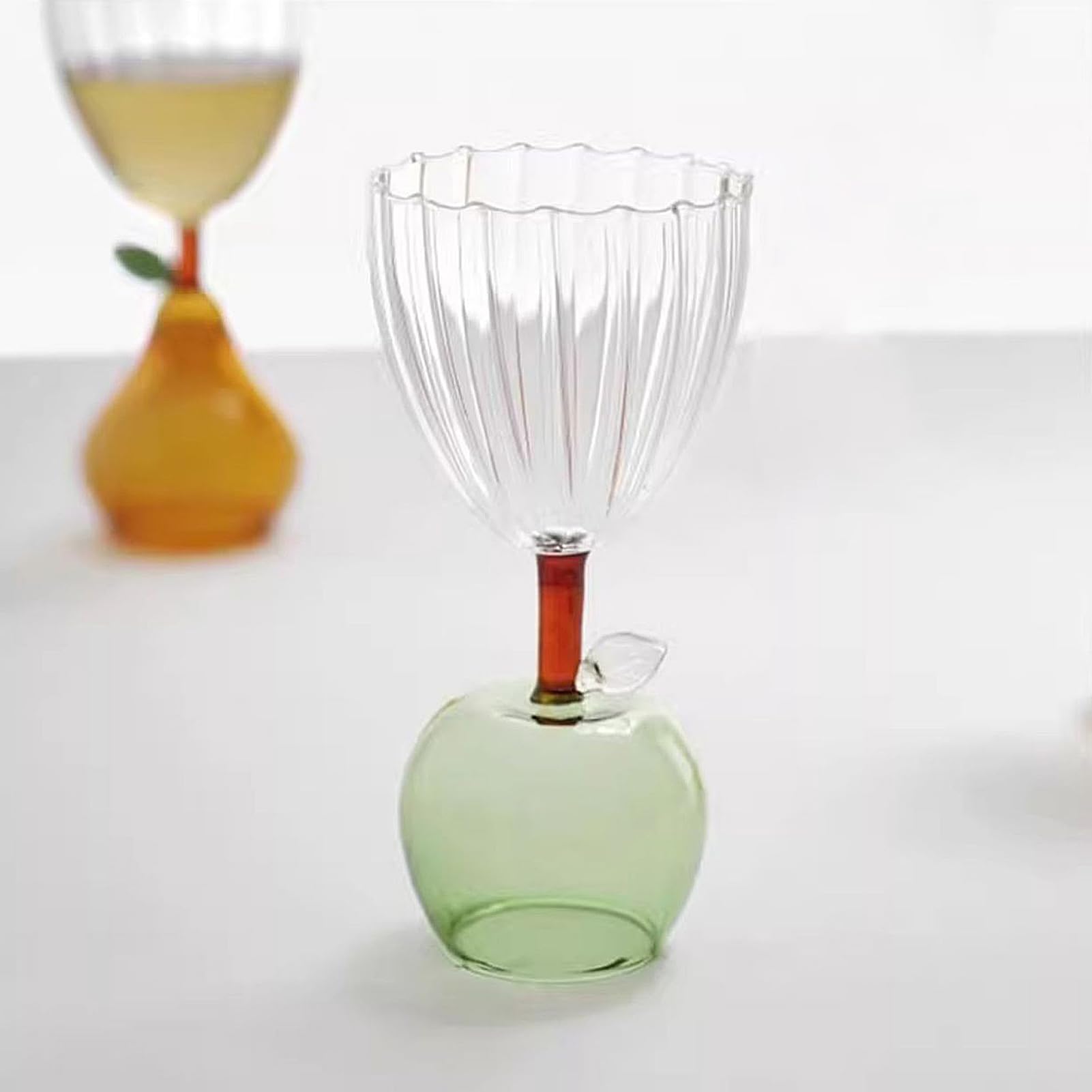 Cocktailgläser, Blumenförmige Martini Gläser Champagnerkelche mit Fruchtförmigem Boden (Apfel)