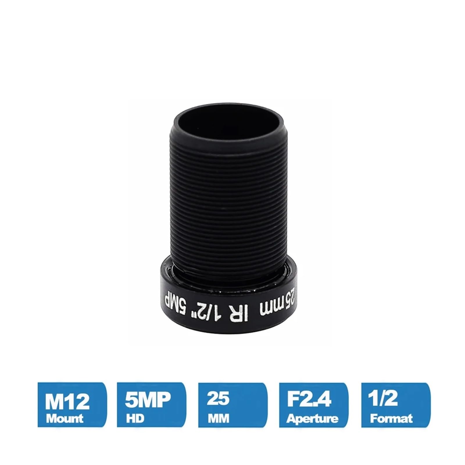 Obiettivo CCTV da 5 Megapixel Attacco M12 da 25 mm Visione a Lunga Distanza da 1/2 Pollice for telecamere IP AHD 1080P/4MP/5MP