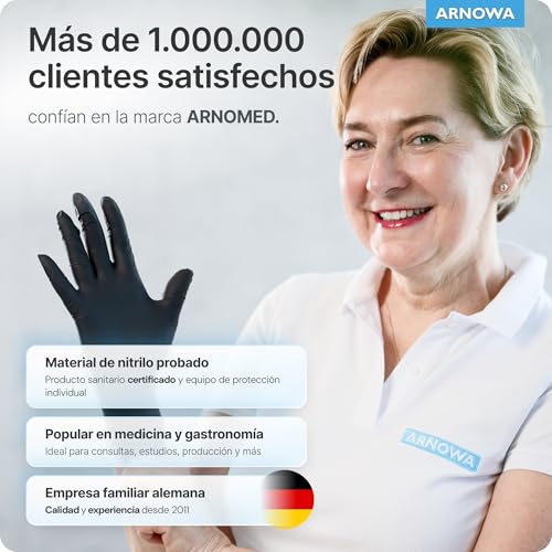 Miniatura 6 de 100x Arnomed Guantes Nitrilo Talla M Negro, Guantes Desechables Quirurgicos Y Laboratorio, Luvas Nitrilo Descartaveis Sin Polvo Y Látex, Manoplas Nitrilo En Xs, S, M, L, Xl, Xxl