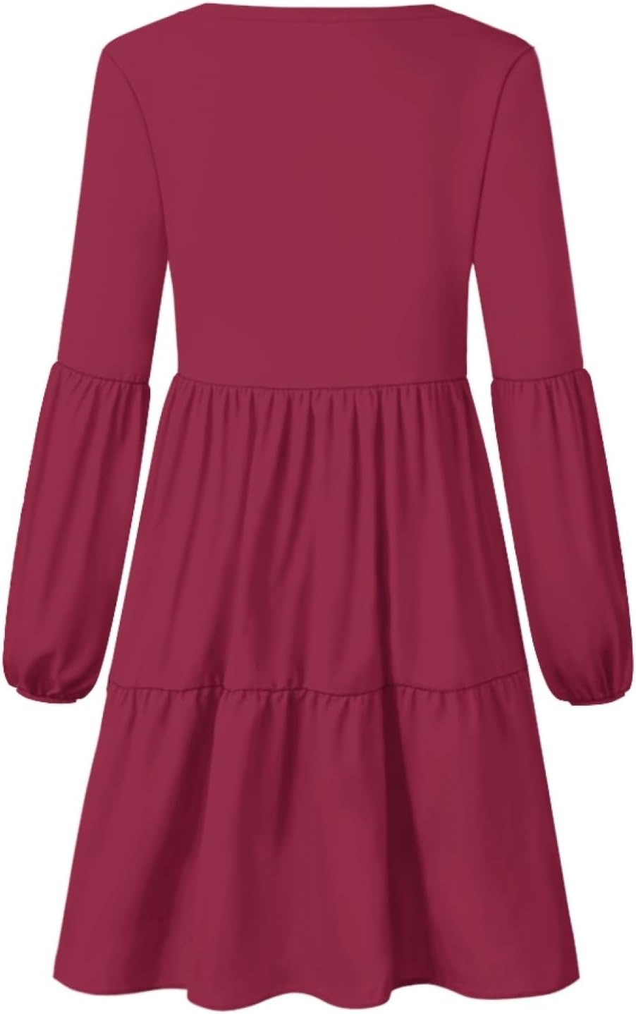 Long Sleeve Dress for Women Floral V Neck Lantern Sleeve Fashion Tunic Dress Knee Length Casual Swing Shift Dress - Image 3