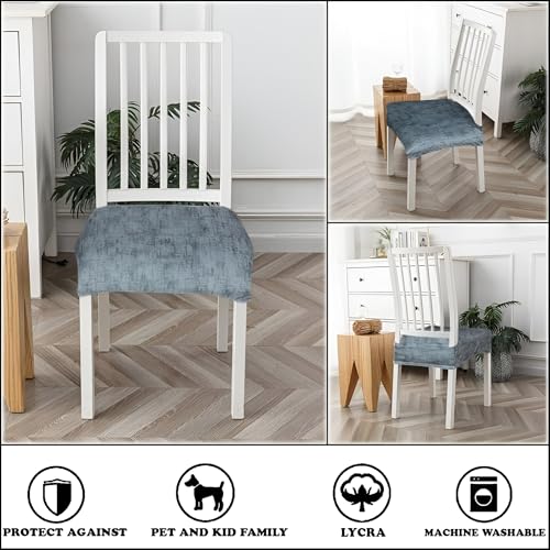 Image of Set of 6 Stretchable Dining Chair Covers, Universal Fit Washable Seat Slipcovers for Dining Room & Home Decor (Texture Grey)
