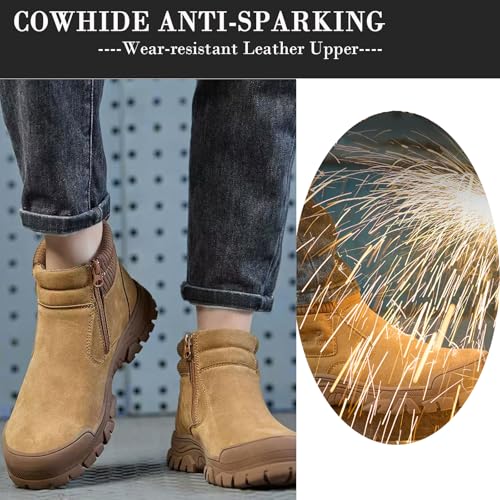 Image of Nutropa Welding Work Boots for Men Composite Toe Safety Boots Non Slip Steel Toe Work Shoes Lightweight Construction Welder Boots