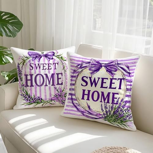 Housse coussin 55x55cm velours taie oreiller violet imperméable D750 - 3