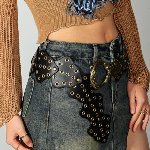Hollow Disc Belts for Women Wide Leather Belts Boho Concho Waist Belts for Dresses3
