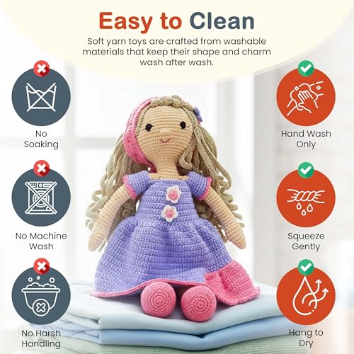 Image of Happy Thread Handmade Crochet Doll - Katherine | Amigurumi Toys for Girls & Boys | Soft Doll for Kids | Ideal Crochet Soft Toys for Gifting & Nursery Decor, Eco-Friendly, BIS Certified (100% Cotton)