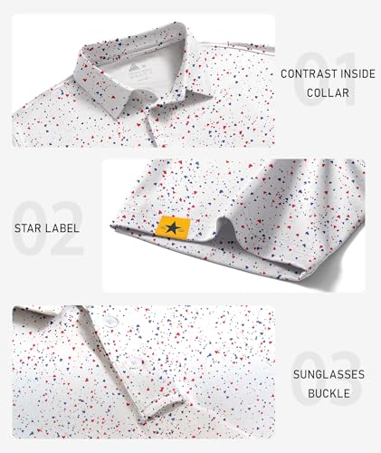 Image of ZITY Mens Golf Polo Shirts Short Sleeve UPF 50+ Performance Moisture Wicking Print Pattern Casual Collared Golf Shirt for Men