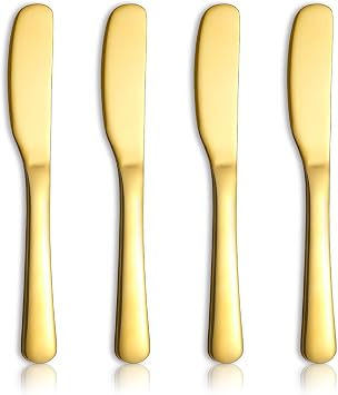 Homquen Stainless Steel Butter Knife, Gold Butter Knives, Butter Spreader, Butter Spreader Knife for Kitchen Restaurant Party, Kitchen Gadgets, Set of 4