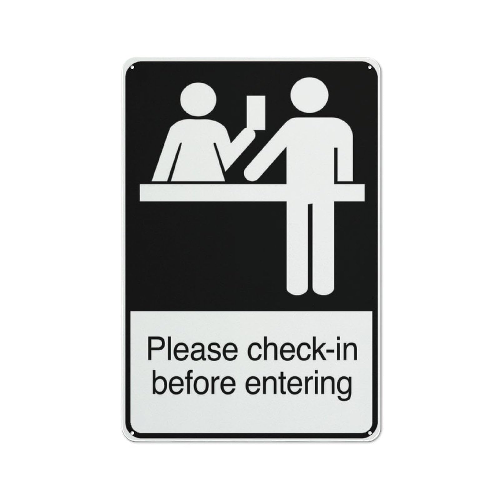 Peiyeety A09 Please Check-In Before Entering Sign 12X16 Inches Aluminum Uv Ink Printed For House And Business