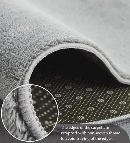 Image of Obsessions Large Indoor Polyester Carpet with Solid Pattern Felt Backing, Ideal for Bedroom & Living Room 160x230cm, Grey
