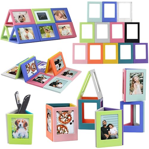 PANYI 12 Cornici Foto Magnetiche Mini Cornice Magnetica per Foto da 3 Pollici Portafoto Magnetico Cornici Istantanee per Foto Intercambiabili e Combinabili Adatte ai Frigoriferi 12 Colori