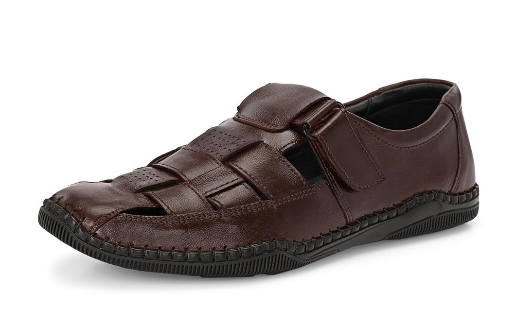 mactree Men’s Genuine Leather Fisherman Sandals | Closed Toe Comfort Casual Sandals for Daily Wear-picture-49