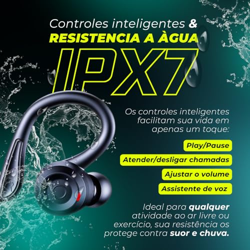 Fone de Ouvido Bluetooth com Microfone e Cancelamento de Ruído Ativo - 4Leader, à Prova D'água e co