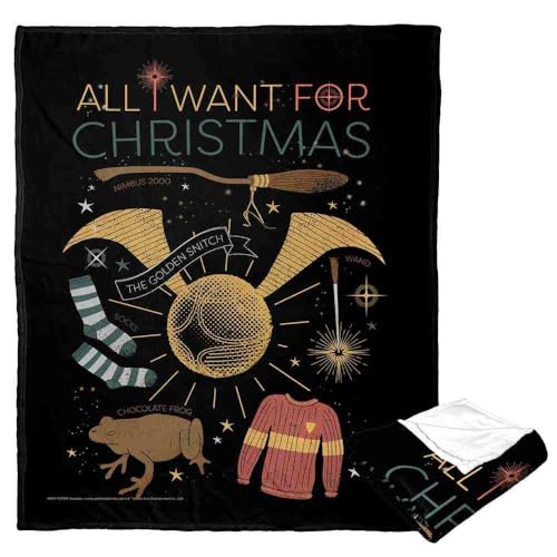 Northwest Warner Bros. Harry Potter All I Want for Christmas Silk Touch Throw Blanket, Cozy for All Seasons, Lightweight for Couch, Sofa, Boys Girls Bedding, 50x60 Inches
