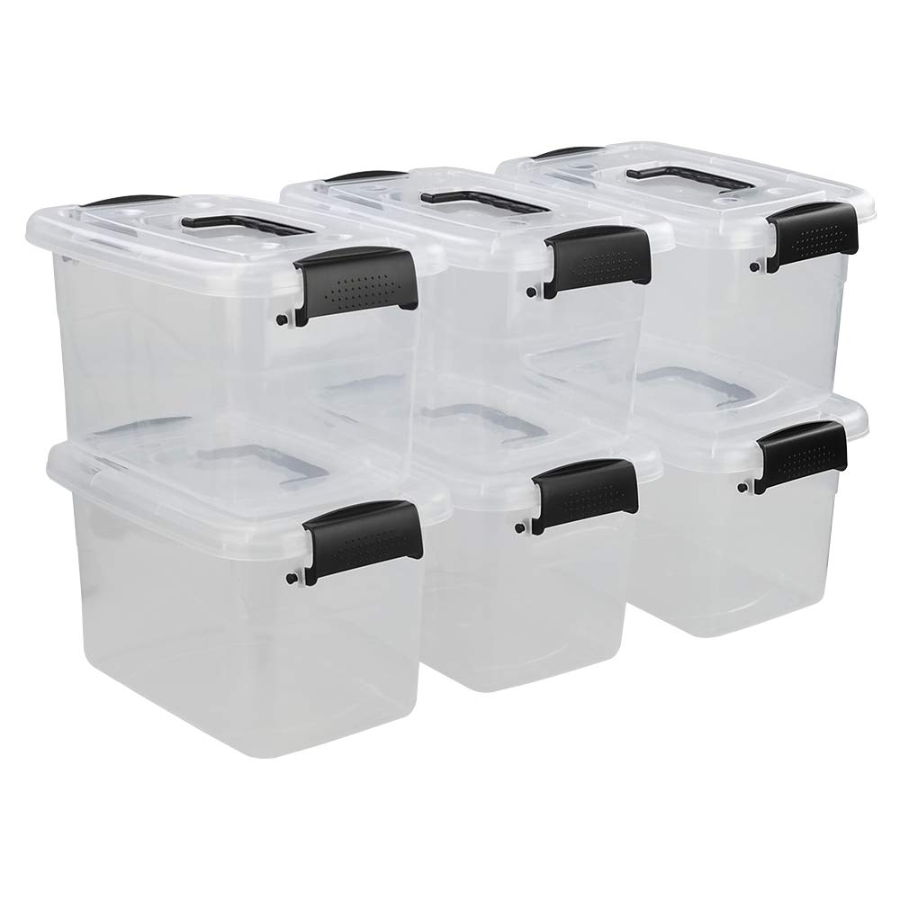 6 Quart Small Clear Storage Box, 6 Packs Small Plastic Storage Tote Boxes