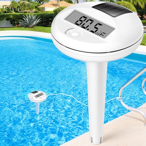 DeeprBlu Pro Floating Pool Thermometer Solar Charged | Large LCD Display- Easy to Read | Digital...