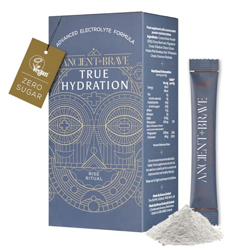 Ancient + Brave True Hydration - Electrolyte Powder 15 x 6g Sachets - Magnesium, Potassium, Chromium - Coconut Water Blend for Morning Replenishment, Post Workout Recovery - Vegan, Natural Flavor