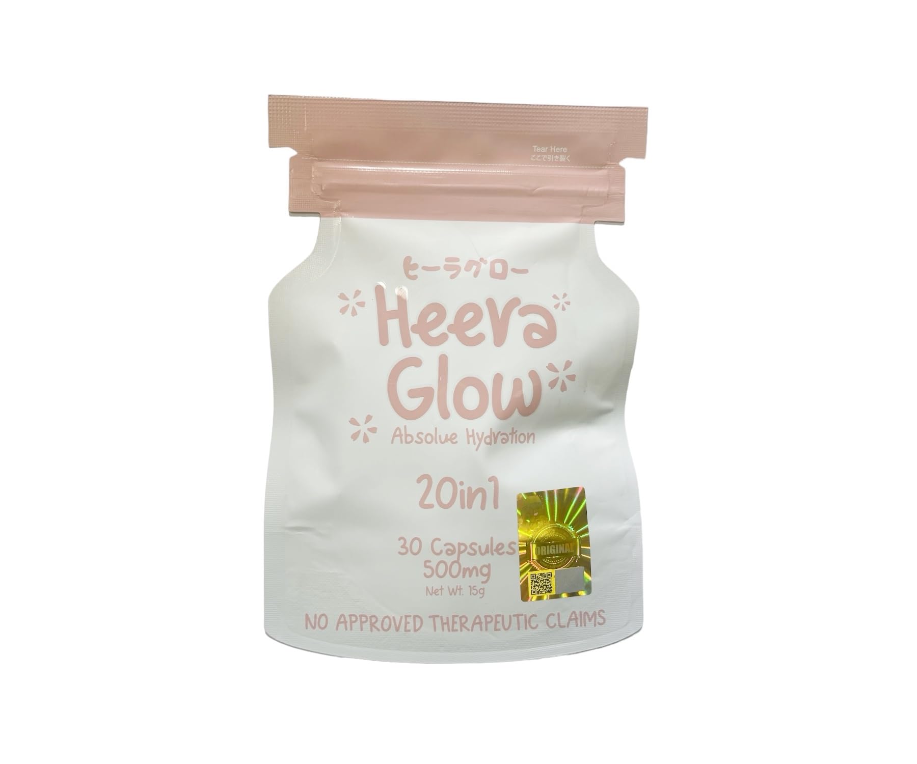 1 Sachet Heera Glow 20 in 1 Absolute Hydration Glutathione Collagen Capsules, 30 Count